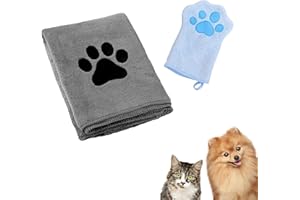 ZesNxj 2 Stück Hunde Handtuch, Hundehandtuch, Waschhandschuh Hund Langlebig und Schnell Trocknend, Hundezubehör Mikrofaser Handtücher für Hunde und Katzen(Grau, Himmelblau)