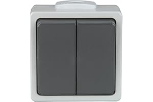 Unitec FR 42543L Aquarius Interrupteur Double à Monter en saillie Gris Clair/Gris foncé