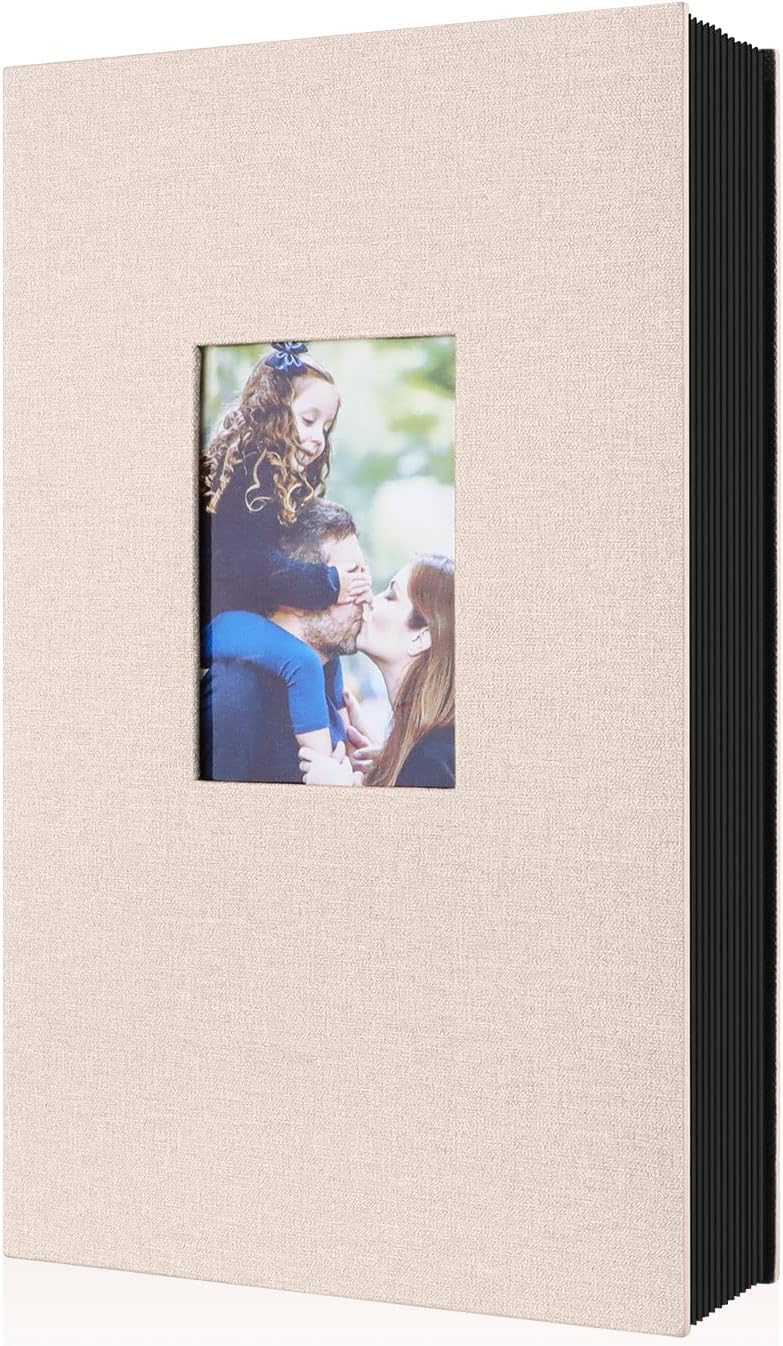 Lanpn Album de Fotos 10x15 300, Grande Lino Album para Photos Bolsillos Horizontal Beige