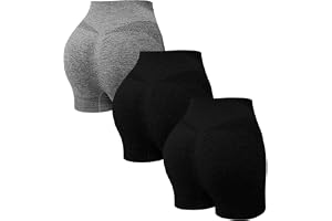 3Ps Booty Shorts för kvinnor, gymshorts för kvinnor, multipack, enfärgade, mjuka, cykelshorts, träning, bekväma, elastiska, f