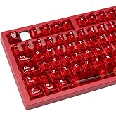 TIMSEKER Kristal Kırmızı Şeffaf Keycaps Seti, 114 Tuşları Serin Şeffaf Keycaps ANSI RGB Oyun Klavyesi, PC Malzeme Kiraz Profi