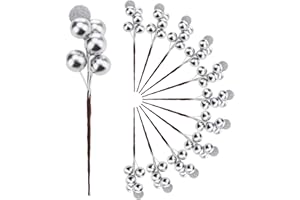 Meiwlong 10 Stück Gefälschte Silbrig Beeren Künstlich Glitzer Dekoration Glitzer Schaum Blumen Hochzeit Bouquet