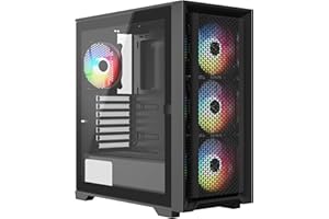 iONZ KZ22 V2 PC Gaming Case - ATX Hinged Tempered Glass - High Airflow - Front I/O USB Type-C (With 4 ARGB PWM Fans) Black