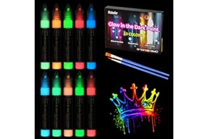 Roizefar Nachtleuchtende Farben 10×20ml, 3D Wasserfest Textilfarbe Farbe, glow in the dark Farben, Fluoreszierende Farbe DIY Stofffarben Klebestift für Kindermalerei, Leinwand Textil
