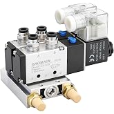 Baomain Pneumatic Solenoid Valve 1/4" 4V210-08 DC 24V 2 Position Base Quick Accessories with Base Silencer Set, Electric Pneu