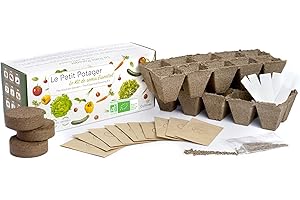 CULTIVEA® Le Kit Petit Potager - Kit de 10 graines de semis essentiels - Pots à semis - Graines bio - Jardinez et dégustez - Idée cadeau (herbes aromatiques, tomates, légumes, salades)