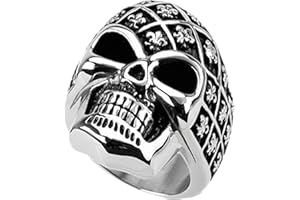Piersando Herren Big Ring Edelstahl Biker mit Totenkopf Skull Helm Motiv Herrenring 28mm Breit Silber