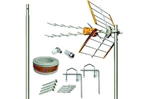 TECNOVOZ Kit Antena 5G + Mastil 1.2m + Garras + Conexiones + 20m Cable