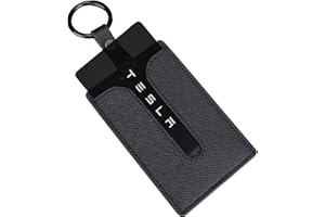 ACEDOAMARE Key Card Holder for Tesla Model 3 Y S X genuine leather fiber and Artificial leather Protector Case Keychain Car key Fob case Key Protection Cover Case