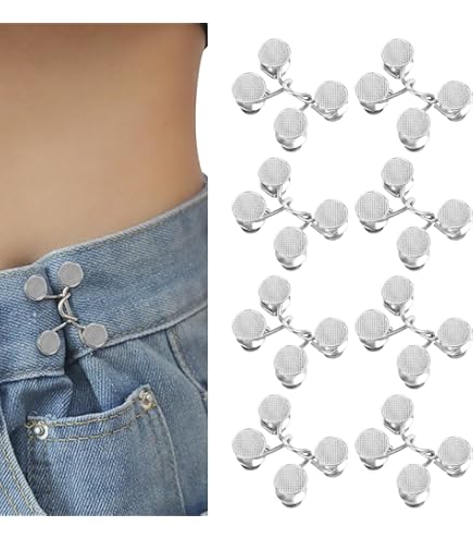 Lot De 8 Serre-taille Amovibles Sans Clous - Boucles De Réglage Unisexe En Laiton Argent/noir