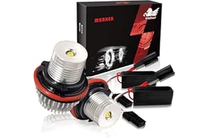 WinPower 10W LED Faros Angel Eyes para coche CanBus No hay error Auto Bombillas Luces de posición Ojos de Angel 6000K Xenon Blanco, 2 Piezas