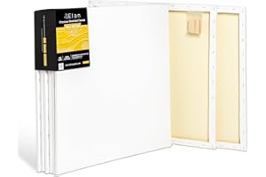 Elan Toile Peinture 50x50 380 g, Lot de 6 Toiles à Peindre 100% Coton, 380 GSM Canvas Painting 50x50, Toile à Peindre, Chassis Entoilé, Canvas 50x50