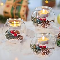 Set 6 Portacandele In Vetro Trasparente – Altezza 6 Pollici, Diametro Foro 2,4 Cm, Per Candele Coniche, Decorazione Tavolo Matrimonio Natale