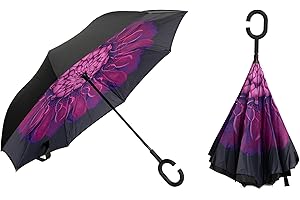 Braty Decorations Seitenverkehrter Stockschirm, Innovativer Regenschirm, Doppelschichtiger Regenschirm, Umgekehrter Regenschirm, Regenschirm mit C-förmigem Griff