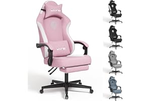 SITMOD Gaming Chair with Footrest-Computer Ergonomic Video Game Chair-Backrest and Seat Height Adjustable Swivel Task Chair for Adults with Lumbar Support(Pink)-Fabric