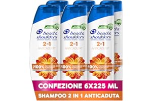 Head & Shoulders Antiforfora Shampoo e Balsamo 2in1, Anticaduta Dovuta A Rottura, Fino Protezione dalla Forfora per Cute e Capelli, Con Microbioma Bilanciato, 225 ml x6