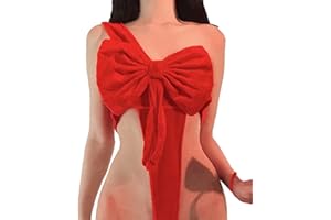 JASMYGIRLS Damska seksowna bielizna z kokardą walentynki czerwona Unwrap Me Teddy Babydoll Boże Narodzenie kostium cosplay aksamitne jednoczęściowe body, Czerwony, S-L