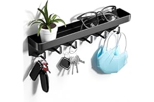 Gvolatee Portachiavi da parete con 6 ganci, piccolo appendichiavi da muro ingresso senza perforazione, ganci portachiavi da parete per appendi chiavi e posta all'ingresso, gli utensili da cucina