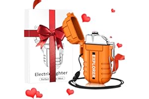 Coquimbo Electric Lighter Camping Accessories, Gifts for Men USB Rechargeable Lighter Waterproof Windproof Arc Lighter for Camping Hiking Outdoor (Orange)