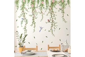 GoldOars Pegatinas de Pared Palmera Hojas Verde Plantas Tropicales Vinilos Decorativos Plantas Colgantes Flores Adhesivos Pared Salón Dormitorio Oficina (Hojas de flor)