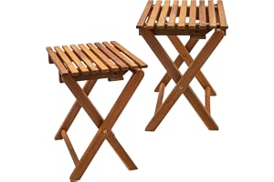 Spetebo Akacia hopfällbar pall natur oljad 37 x 29 cm – set om 2