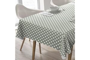 Home Direct Large Rectangular Oilcloth PVC Wipe Clean Tablecloth Table Cover 140cm x 240cm 55x94 Polka Dot (Sage Green)