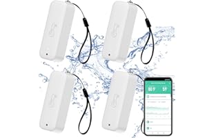 RISOON Smart Hygrometer Thermometer: wasserdichtes Feuchtigkeits und Temperatursensor mit App-Alarmbenachrichtigung, Selbstmagnetischer WiFi sensor für den Innen Außenbereich, kompatibel Alexa (4PC,White)