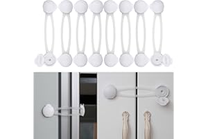 YOUR DAY MATE Cerraduras de Seguridad, 8 Piezas, en Blanco-Transparente, para niños y Mascotas, con Adhesivo Especial, Cierres Seguridad para Armarios, Cajones, Despensa, Horno, Nevera, Protector Cajones Bebé