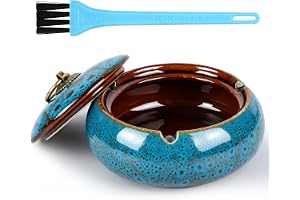 Ceramiczna popielniczka z pokrywką, ceramiczna popielniczka do użytku na | Ceramiczna popielniczka do użytku na zewnątrz, odporna na warunki atmosferyczne popielniczka na taras, balkon lub do ogrodu