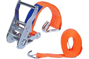 TALK-POINT Sangle d'arrimage à cliquet, 2 pièces, 2 000 daN, double crochet pointu | DIN EN12192-2, certifié GS (2 tonnes, 6 mètres)