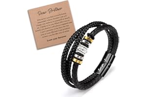YELUWA Stainless Steel Braided Leather Bracelet Gifts for Dad Son Grandson Husband Boyfriend Brother Men Boys, Unique Birthday Graduation Father's Day Gifts for Him Men from Girlfriend Wife Sister