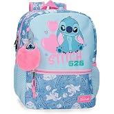 Disney Stitch Hearts Children's Backpack, School Bag, Made of Polyester, Side Pockets, Wide Adjustable Straps, Top Handle for