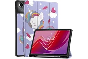 Vakarey Funda para Lenovo Tab M11 con Portalápices,Inteligente Ultrafina Funda Tablet para Lenovo Tab M11 con Soporte Bolígrafo,Unicornio