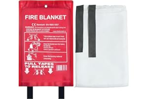 WOODSBRO Emergency Fire Blanket 1m x 1m | Flame Retardant Fire Suppression Blanket with Loops | Uses for Home Kitchen Office Garage Safety