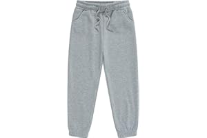 GENERIC Pantalon de survêtement en coton épais et chaud avec poches pour enfants, uni, taille élastique, pantalon de sport avec poches