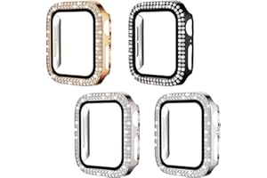 Embhlitfe 4 Pack Apple Watch Protective Case Women Bling Screen Protector with Diamond HD Anti-Scratch apple watch Screen Protector for iWatch 7 8 9 4 5 6 SE for Women Girls (40mm（4/5/6/SE）)