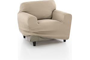 FAVERTI® Funda Sillón Elástica Universal de 70 a 110 cm | Modelo Reale | Beige | Funda Protectora Sillón Individual | Protector de Calidad de Tejido Jacquard Tacto algodón