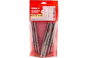 fischer DuoXpand 10 x 140 FUS, tacos universales de alta calidad con tornillo hexagonal y disco en U moldeado (10 unidades), tacos para un agarre fuerte, ideal para materiales de construcción porosos