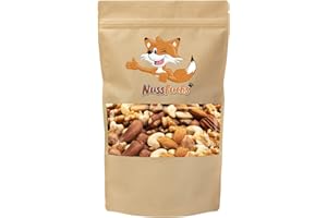 NUSSFUCHS Nussmischung Natur - 1kg - Nuss Mix - 7 Sorten knackige Nusskernmischung -ungeröstet ungesalzen- Paranüsse Walnüsse Cashewkerne Mandeln Pekannüsse Haselnüsse Mandeln blanchiert- (1kg Beutel)