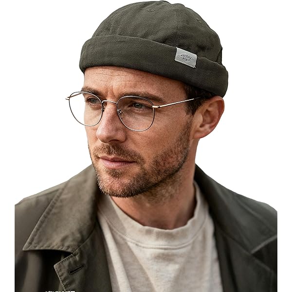 Clakllie Katoenen Docker-Cap Seemannsmütze Havenmuts Originele Dockermuts Heren Zomer Randloze Hoofddeksel Zeemansmuts Zonder Scherm Opgerolde Boord Havenmuts Unisex, One size