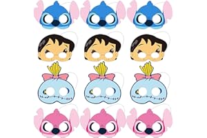 TTDCQQID Mascaras Cumpleaños Infantil, 12 Piezas Fiesta Máscaras para Niños, Máscaras de Personaje Cartoon, con Cuerda Elástica, para Cosplay Party, Antifaces para Cumpleaños Fiesta, Halloween y Carnaval