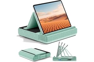 KDD Tablet-Kissenständer, mehrere Winkel, iPad-Halterung für Schoß, Bett und Schreibtisch, faltbares weiches Pad-Dock mit Stylus-Halterung, kompatibel mit iPad Pro 12.9, 10.5, 11, Air, Mini, Handys