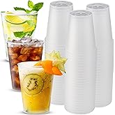 Faburo Hard Plastic Cups 50 Pack, Reusable Plastic Cups 360 ml | Reinforced Hard Clear Plastic | Ideal for Buckets, Beer, Cid