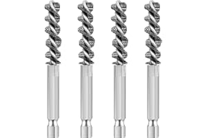CKANDAY Lot de 4 brosses à tête de club de golf, brosse métallique en acier inoxydable pour perceuse électrique, manche à tige hexagonale, brosse métallique pour bois et fer, argenté