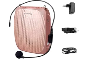 ZOWEETEK Amplificador de Voz, Altavoz con microfono para Profesores, guías turísticos, oradores, Maestros, Cantar. Amplificador Voz con Micrófono con Cable y Cintura, 10W 1800mAh, Dura 12 Horas