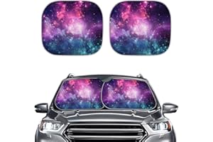 Kuiaobaty Car Windshield Sunshade Galaxy Print 2pcs Universal Front Window Shield Durable Universal UV Rays Shield