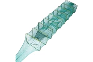 Chanumetal 9-Segmentierte Fischreuse, 16 x 22 x 180 cm Krebsreuse Reuse Senke Köderfische Angeln Reuse zum Angeln Aller Arten von Krabben Garnelen Hummer