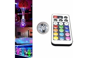 HFLWYWD Mini lumières LED submersibles avec télécommande, petites bougies chauffe-plat sous-marines étanches IP67, lumières LED RVB multicolores sans flamme pour vase, piscine, étang, voiture (1 pièce)