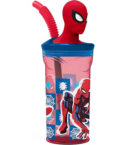Gobelet Enfant Réutilisable 430ml Spiderman - Sans BPA Avec Figurine 3D