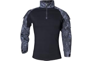 FENG Camiseta de Combate Militar táctica para Hombre, Camisa de Camuflaje Ajustada de Manga Larga, Uniforme Militar, Accesorios de Airsoft, Caza, Senderismo